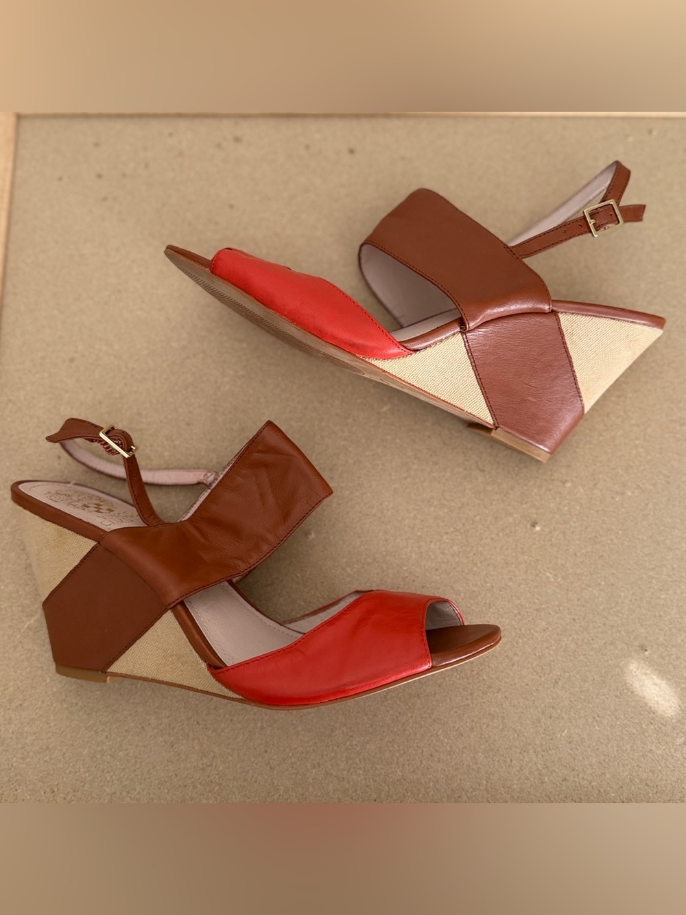 Vince Camuto Brown and Orange 
BIANCA Wedge Sandals